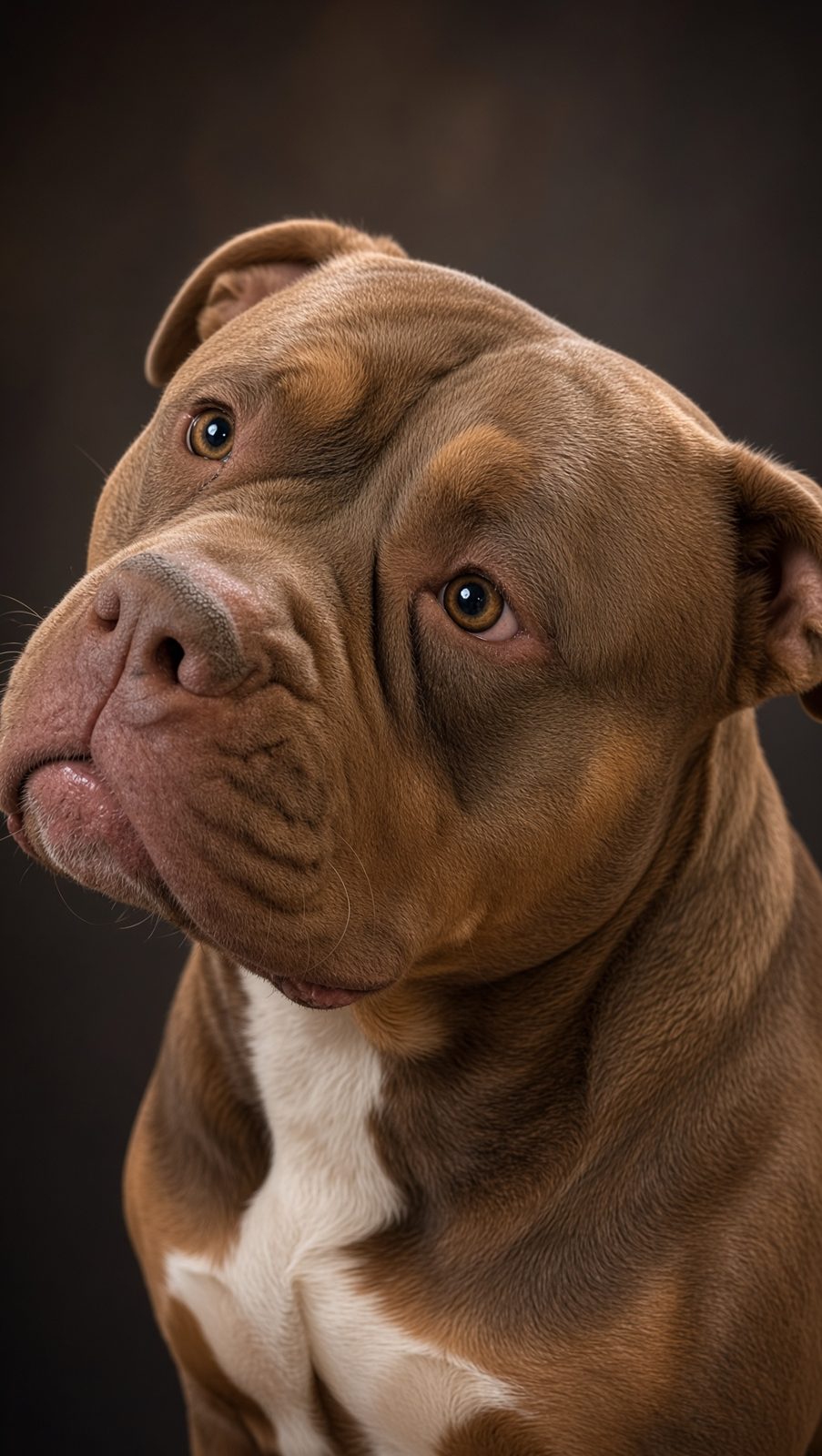 Kayla, chocolate tri XL American Bully